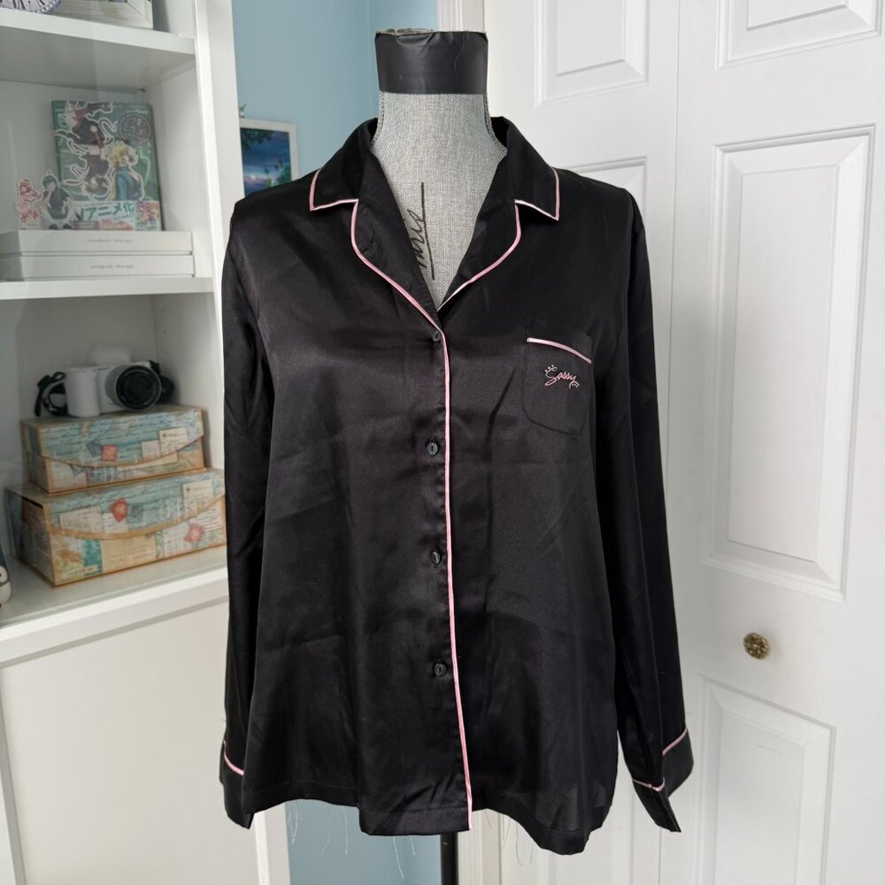 La Senza Black Satin Pajama Set – Size L (Like New)